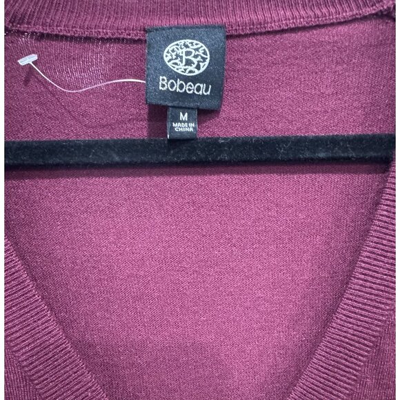BOBEAU Women's Albus V-Neck Viscose Deep Wine Sweater MEDIUM - Picture 4 of 5